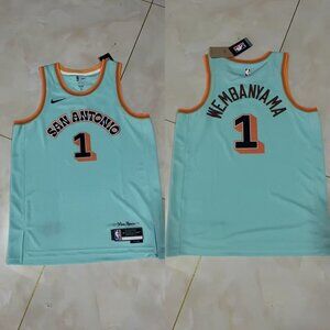 Mens 1 Victor Wembanyama Stitched Jersey Green